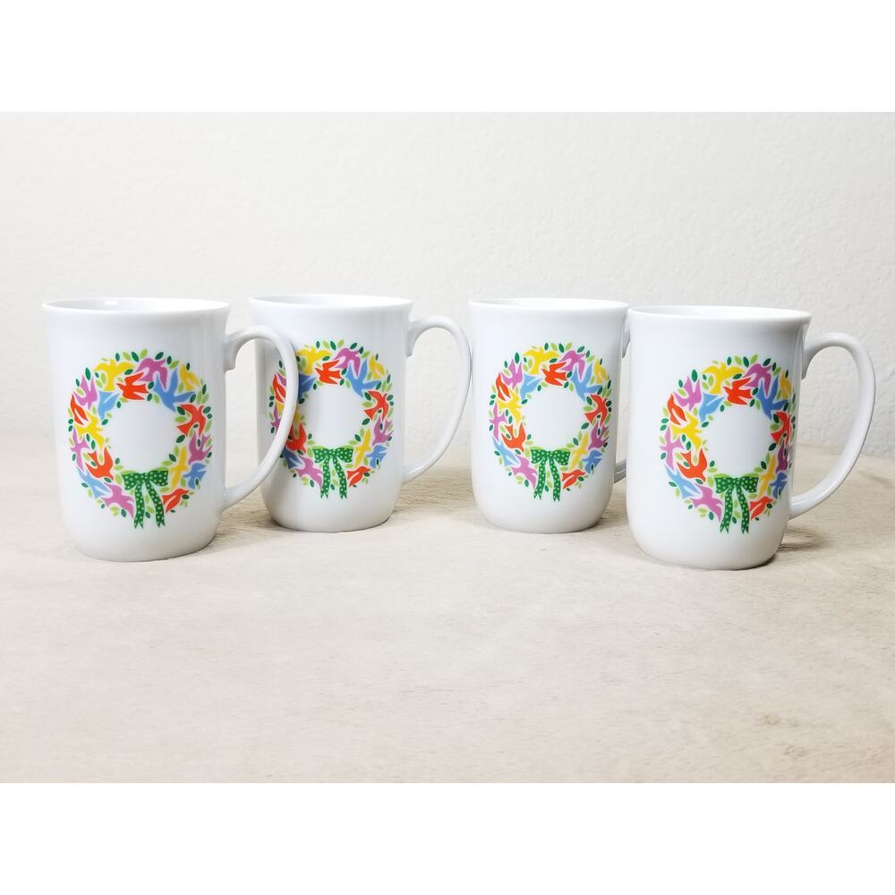 Toscany Greetings Coffee Mug Teacup 10oz Fine China Dove Wreath 4" Japan